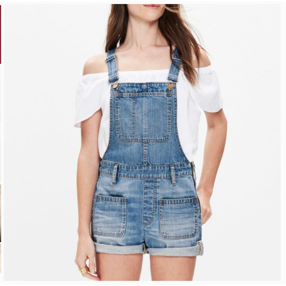 Madewell Denim Adirondack Short Overalls in Isley Wash F1982 - Size XS